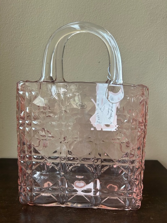 cupcakes & cashmere Other - Cupcakes & Cashmere Glass Vase Pink Lady Handbag Quilted Design New